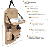 Car Backseat Organizer with Tablet Holder，9 Storage Pockets PU Leather Car Storage Organizer with Foldable Table Tray Car Seat Back Protectors Kick Mats Travel Accessories