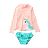 Two-Piece Baby Toddler Girls Rash Guard Swimsuit Swim Tops + Swim Briefs Swimwear Multi-style