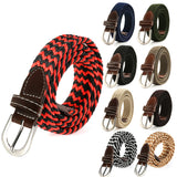 Men Women Canvas Knitted Braided Woven Webbing Belt Elastic Stretch Belts Buckle