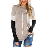 Women's Color Block Casual Loose Hooded Neck Long Sleeve Winter Pullover Hoodie