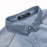 Men's Casual Long Sleeve Denim Shirt Tops Blouse Overshirts Button-Down Pockets