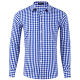 Men Casual Cotton Plaid Printed Long Sleeve Shirt Lapel Tops Blouse Button-Down