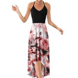 Women's Bohemian Strappy Midi Dress Summer Beach Sleeveless Swing Dress Sundress