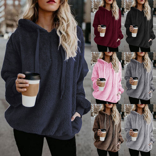 Women Hoodie Jumper Zip Up Sweater Casual Long Sleeve Hooded Sweatshirt Pullover