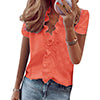 Women Ruffle Blouse Shirts Short Sleeve V-Neck Shirt Basic Summer Fashion Tops
