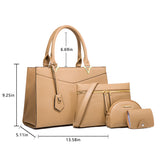 4Pcs Fashion Women Leather Tote Handbag Shoulder Bags Top Handle Satchel Business Bag Purse Pouch for Mom Girls Gift