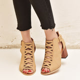 Women's Fashion Peep Toe Sandals Wear-Resisting Hollow Buckles Summer Shoes