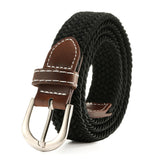 Men Women Canvas Knitted Braided Woven Webbing Belt Elastic Stretch Belts Buckle