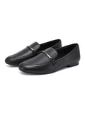 Lumento Women's Pointed Toe Loafer Leather No Slip Casual Work Flat Shoes Black Comfortable