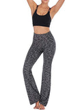 Women Slim Yoga Pants Trousers Fitness Sports Flared Pants Elastic Waist Pockets