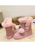 Winter Snow Boots for Women Faux Fur Warm Lace Up Comfy Casual Mid Calf Shoes Black