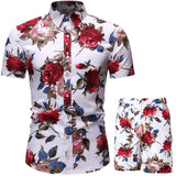 Men Hawaiian Short Sleeve Shirt Shorts Set Casual Beach Holiday Suit Loungewear