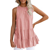 Women's Tiered Vest Tank Top Casual Loose Sleeveless Shirt Blouse Pullover Tunic
