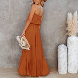 Women's Strapless Maxi Dress Tube Top Bandeau Sleeveless A-Line Dress Sundress