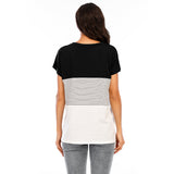 Women Striped Printed Crew Neck Pullover Tops Short Sleeve T-Shirt Blouse Tunic