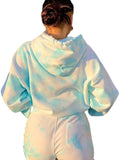 Women's Tie Dye Hoodie Long Sleeve Hooded Sport Gym Casual Loose Sweatshirt Tops