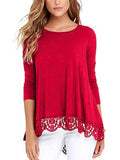 Women's Solid Color Crew Neck Long Sleeve T-Shirt Pullover Blouse Tops Tunic Tee