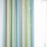 2-Layer Blackout + Sheer Curtains Starry Hollow-Out Stars Curtain Room Darkening Starry Curtain Eyelet Ring Top Window Drape for Kids Girls Children Bedroom Decor