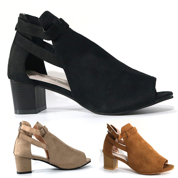 Women's Peep Toe Sandals High-Heeled Shoes Breathable Hollow Zipper Lightweight