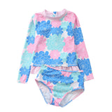 Two-Piece Baby Toddler Girls Rash Guard Swimsuit Swim Tops + Swim Briefs Swimwear Multi-style