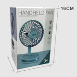 Rechargeable Desk Fan Portable Ultra-Quiet 3 Mode LED Light USB Mini Desktop Fan
