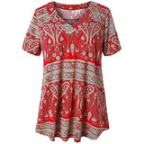 Women's Plus Size V-Neck Tops Casual Short Sleeve T-Shirt Blouse Pullover Tunic