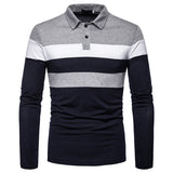 Mens Multicolor Long Sleeve Polo Shirt Casual Tops Blouse Pullover Basic T-Shirt