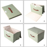 Large Collapsible Storage Bins Linen Fabric Foldable Storage Boxes Organizer Containers Baskets Cube with Cover for Home Bedroom Closet Office Nursery