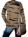 Women's Zebra Print Scoop Neck Casual Long Sleeve Loose T-Shirt Pullover Blouse