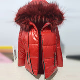 Women Winter Warm Jacket Hooded Faux Fur Collar Thick Side Pockets Comfy Coat