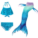 Kids Girls 3Pcs Mermaid Tail Swimming Bikini Set Swimwear Swimmable Costumes Kit