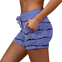 Women Yoga Shorts Elastic Waist Summer Beach Casual Drawstring Fitness Hot Pants