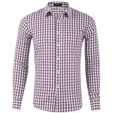 Men Casual Cotton Plaid Printed Long Sleeve Shirt Lapel Tops Blouse Button-Down