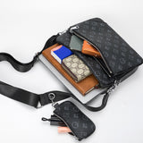 Men's 3 in 1 Crossbody Bags Briefcase Shoulder Satchel Bag Checkered Messenger Bag Handbag Casual Purse Wallet