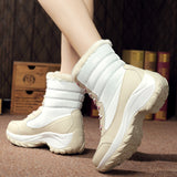 Women's Snow Boots Mid Calf Waterproof Lace-Up Plush Lined Winter Shoes