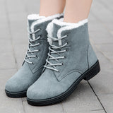 Women's Snow Boots Winter Ankle Boots Lace Up Cotton Warm Fur Lined Anti-Slip Platform Booties Outdoor