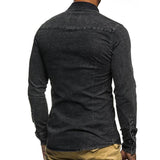 Men's Casual Long Sleeve Denim Shirt Tops Blouse Overshirts Button-Down Pockets