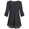 Women's Adjusted 3/4 Sleeve Crew-Neck Chiffon Shirt Casual Loose Pullover Blouse