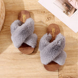 Womens Plush Soft House Slippers Non-Slip Slip on Open Toe Cozy Slides Shoes