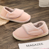 Women's Solid Color Flats Warm Round Toe Closed Toe Magic Tape Warm Casual Shoes