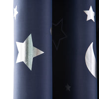 Moon and Stars Blackout Curtains for Girls Bedroom Grommet Thermal Insulated Room Darkening Printed Kids Curtains