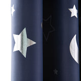 Moon and Stars Blackout Curtains for Girls Bedroom Grommet Thermal Insulated Room Darkening Printed Kids Curtains