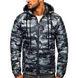 Men Camouflage Splicing Color Coat Long Sleeve Casual Thicken Winter Warm Jacket