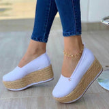 Womens Breathable Solid Color Slip On Round Toe Casual Daily Wear Platform Shoes