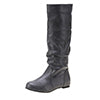 Womens Knee High Boots Winter Warm Fashion Leather Chunky Heel Slip On Flat Booties