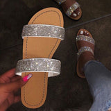 Women's  Diamond Print Flat Open Toe Sandals