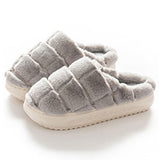 Women Platform Plush Slippers Slip On Casual Low Top Round Toe Winter Slippers