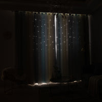 Eyelet Gradient 2 Layer Blackout Curtains + Mesh Starry Hollow-Out Stars Curtain Room Darkening Starry Curtain Window Drape for Kids Girls Children Bedroom Decor