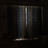 Eyelet Gradient 2 Layer Blackout Curtains + Mesh Starry Hollow-Out Stars Curtain Room Darkening Starry Curtain Window Drape for Kids Girls Children Bedroom Decor