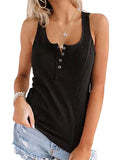 Women's Casual Solid Sleeveless Vest Tank Top Loose T-Shirt Blouse Tops Buttons